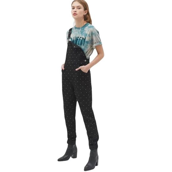 WEWOREWHAT Basic Crystal Embellished Black Overalls NEW Size Small - Picture 10 of 12